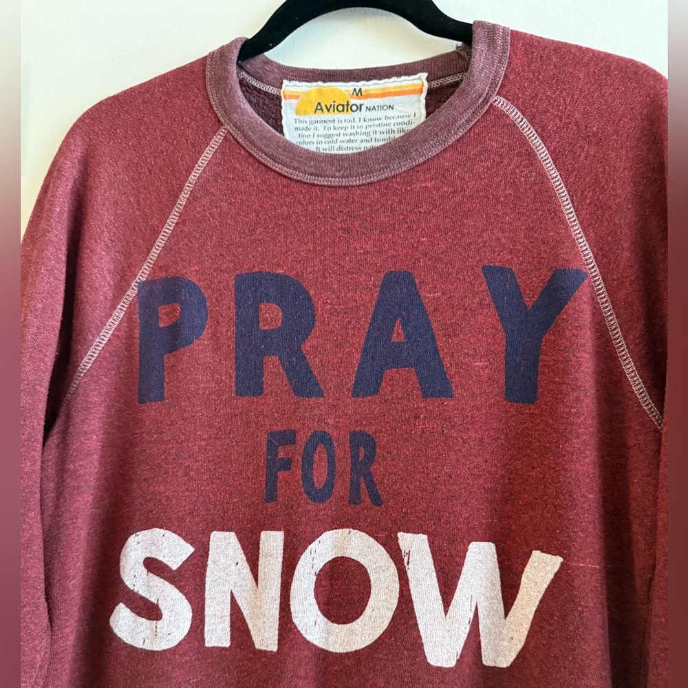 Aviator Nation Pray For Snow Vintage Pullover Sweatshirt - Picture 4 of 6